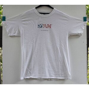 Vintage Spam Canned Meat American Flag White T-Shirt Gildan Size L